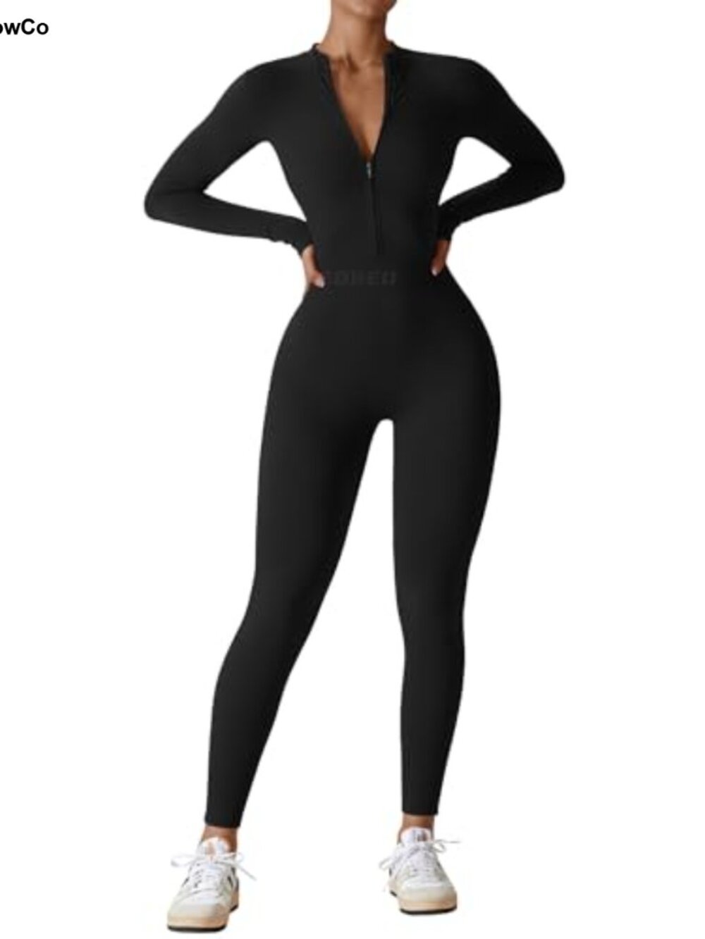 Women's Long Sleeve Zip Up Jumpsuit Romper Bodycon Nylon Spandex